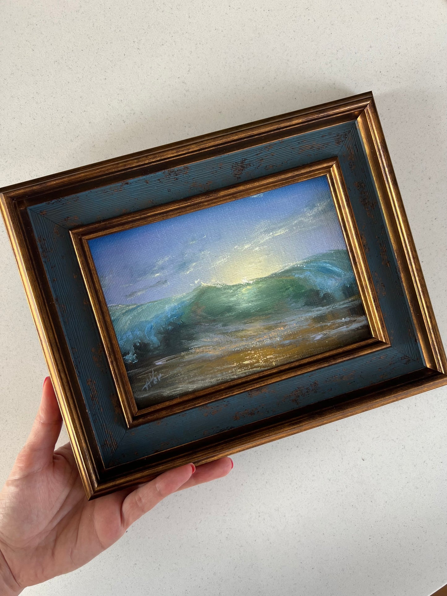 Rising Together, 13x18 cm, original seascape, oil painting