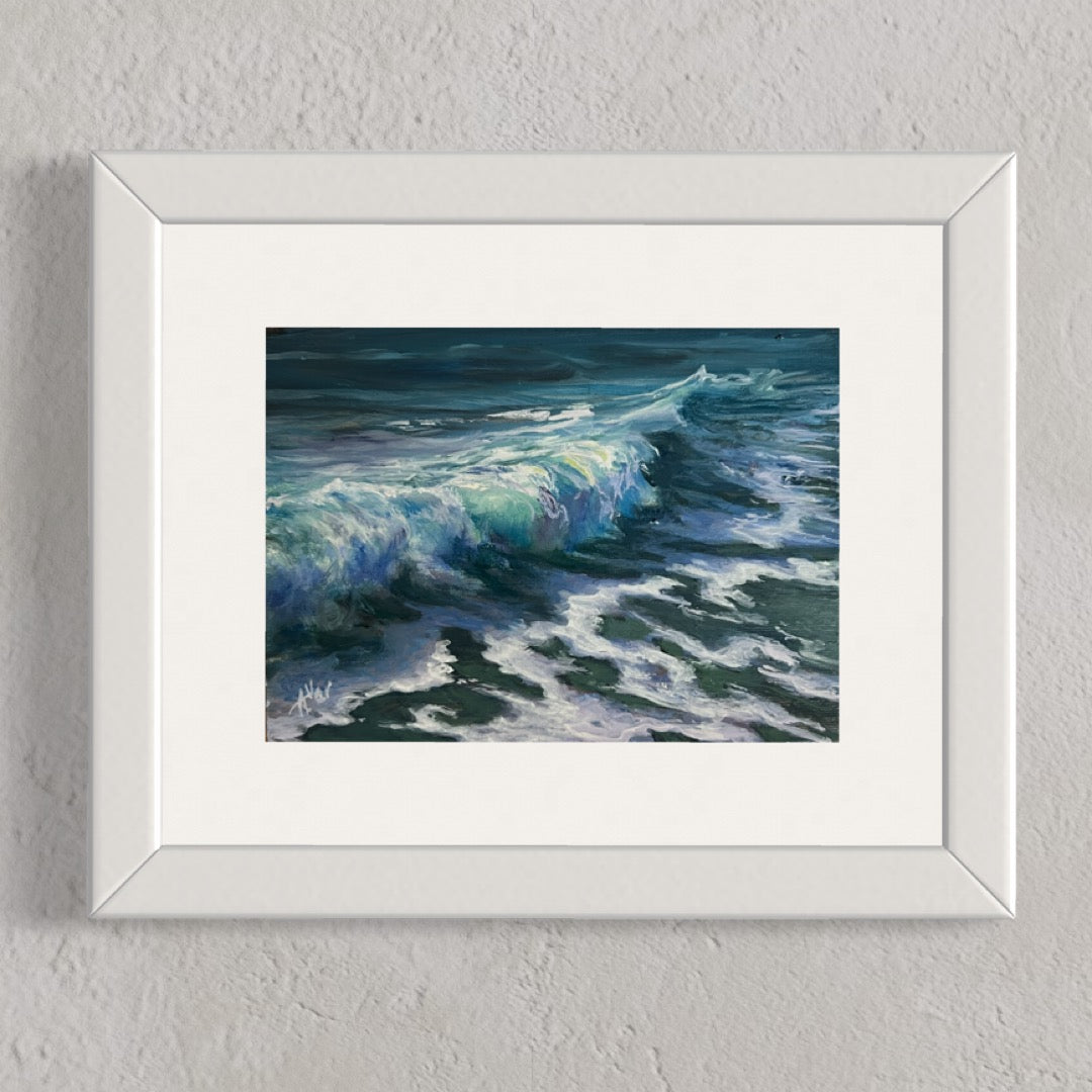 Rolling Gems, 13x18 cm, original seascape oil painting