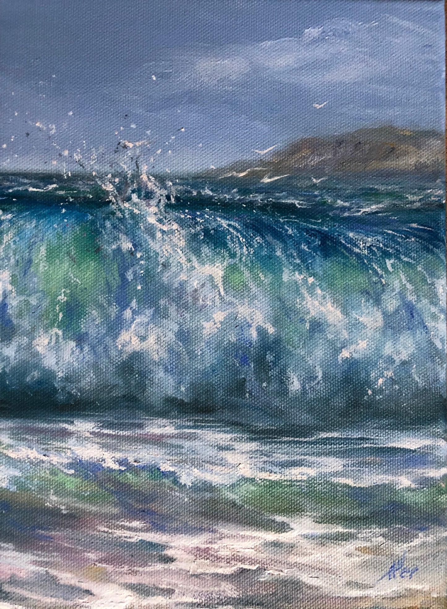Gentle Sea Breeze,25x35 cm, original oil painting, seascape