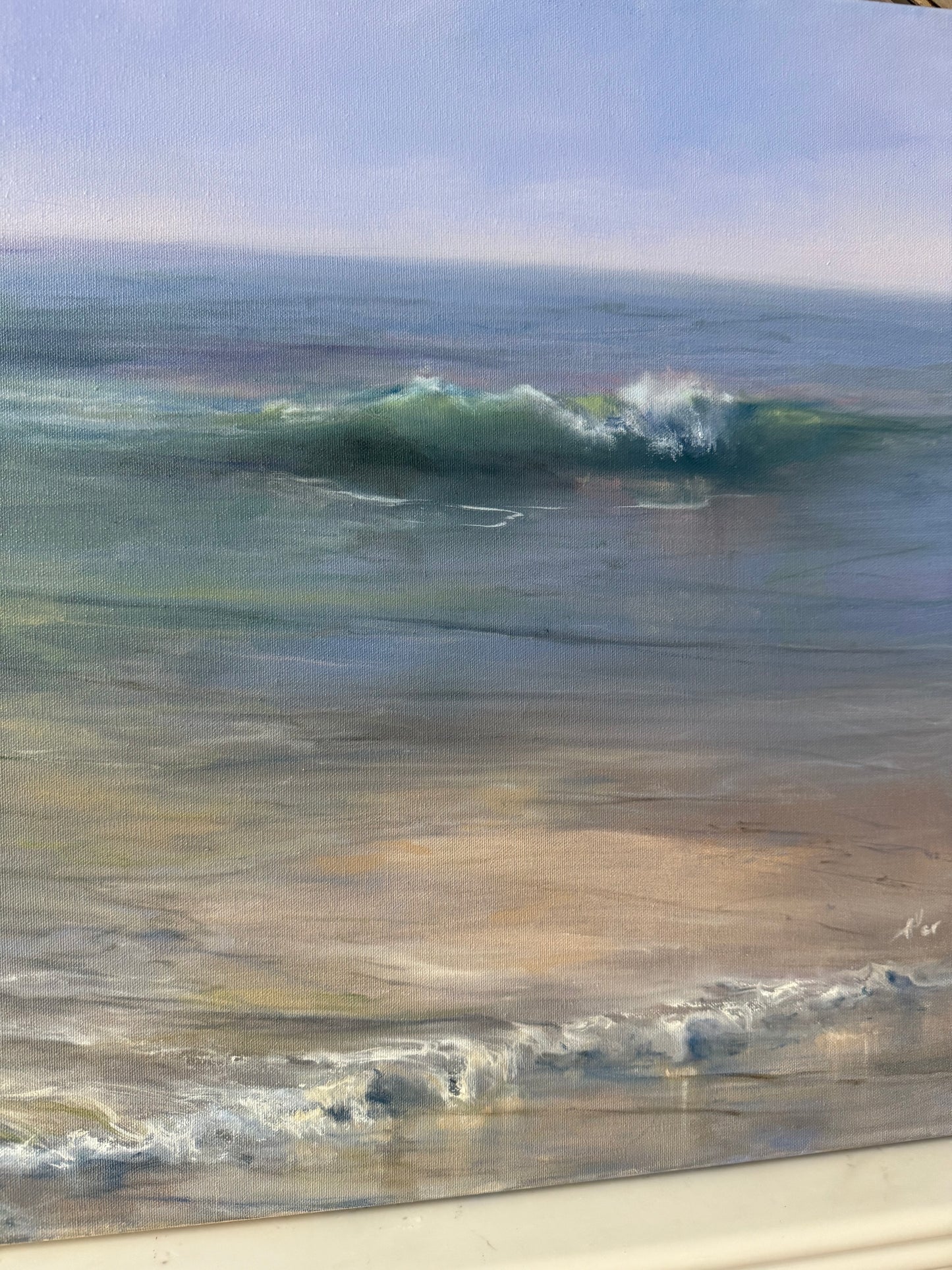 Crystal Cove, 50x120 cm, original sea oil painting