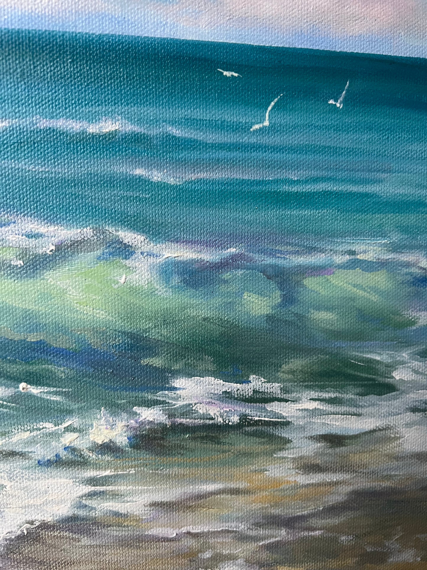 Soft Waves, original oil painting, seascape