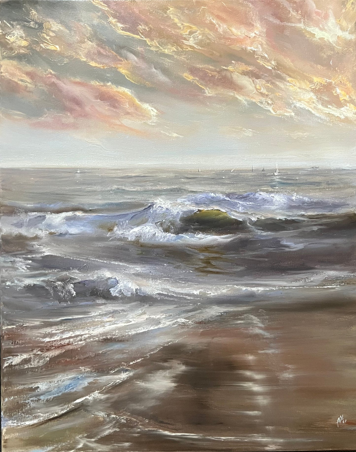 Blurry Skies , original oil painting, seascape