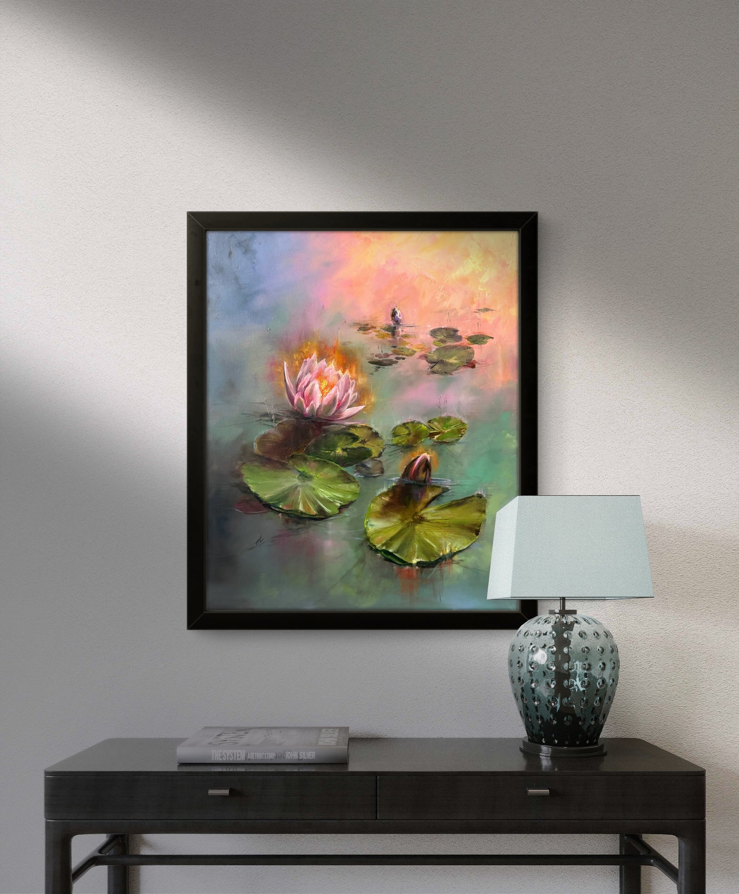 Lilies of Sunrise III, 51x61 cm, original oil on canvas landscape painting