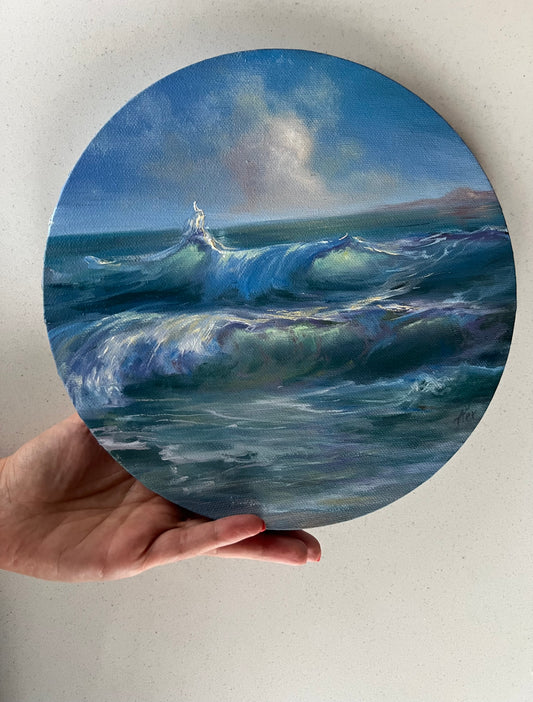 Sunny Days, 25x25 cm, original oil painting, seascape