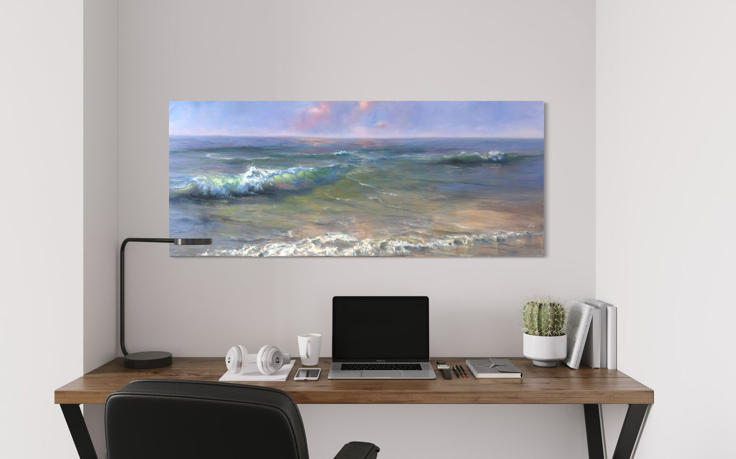 Crystal Cove, 50x120 cm, original sea oil painting