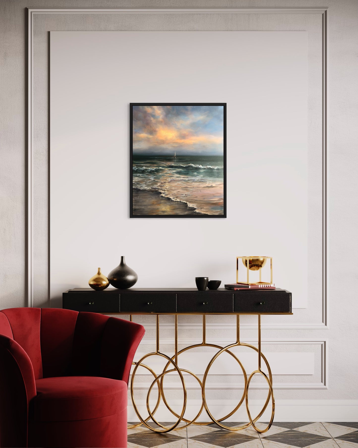 Meet Me at the Sunset, original oil ocean painting