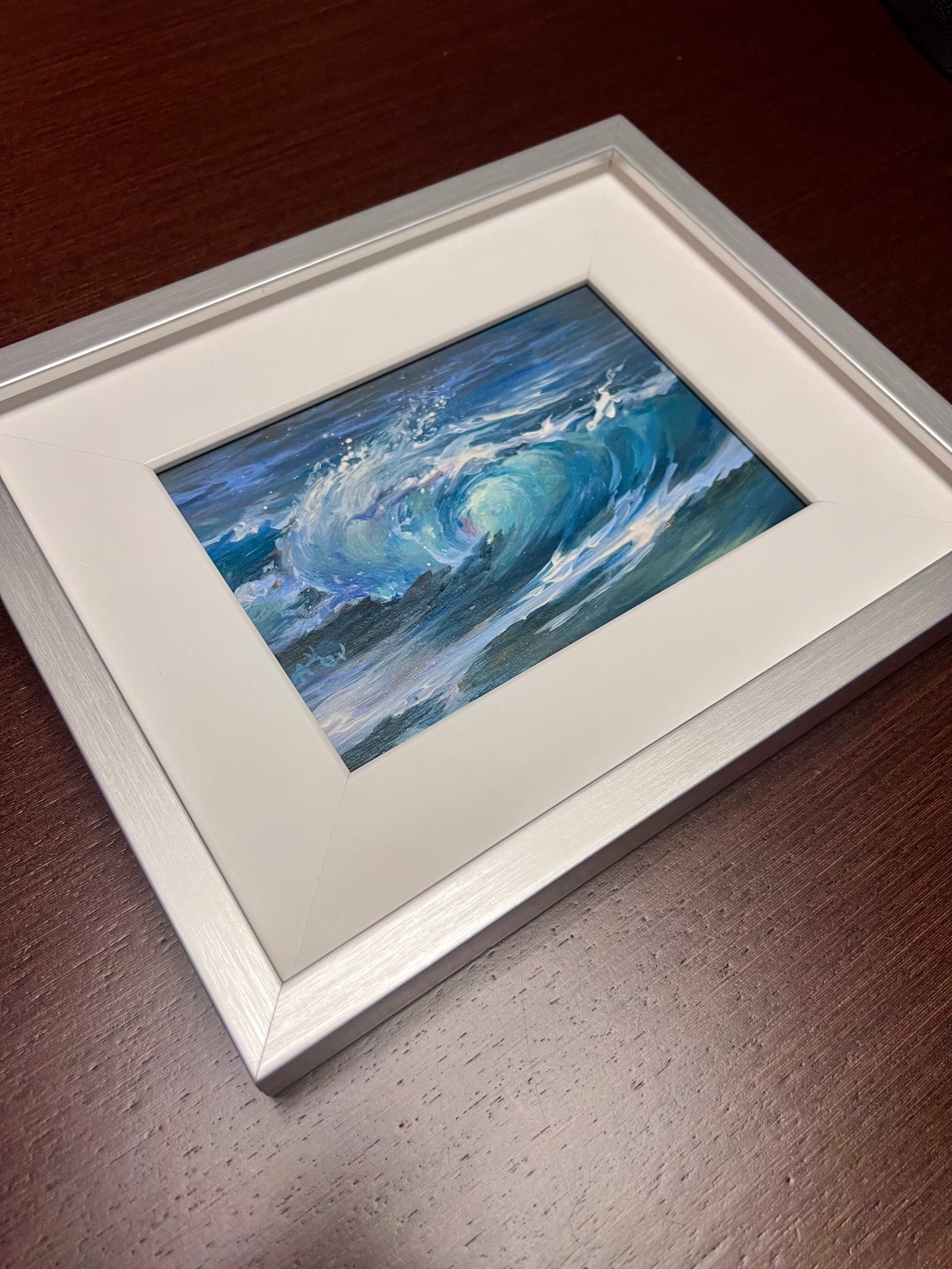 Rolling Home, 13x18 cm, original seascape oil painting