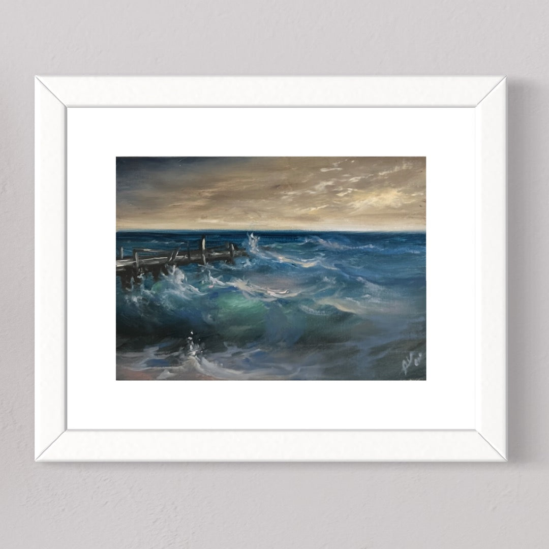 Breaking Dusk I, 13x18 cm, original seascape oil painting