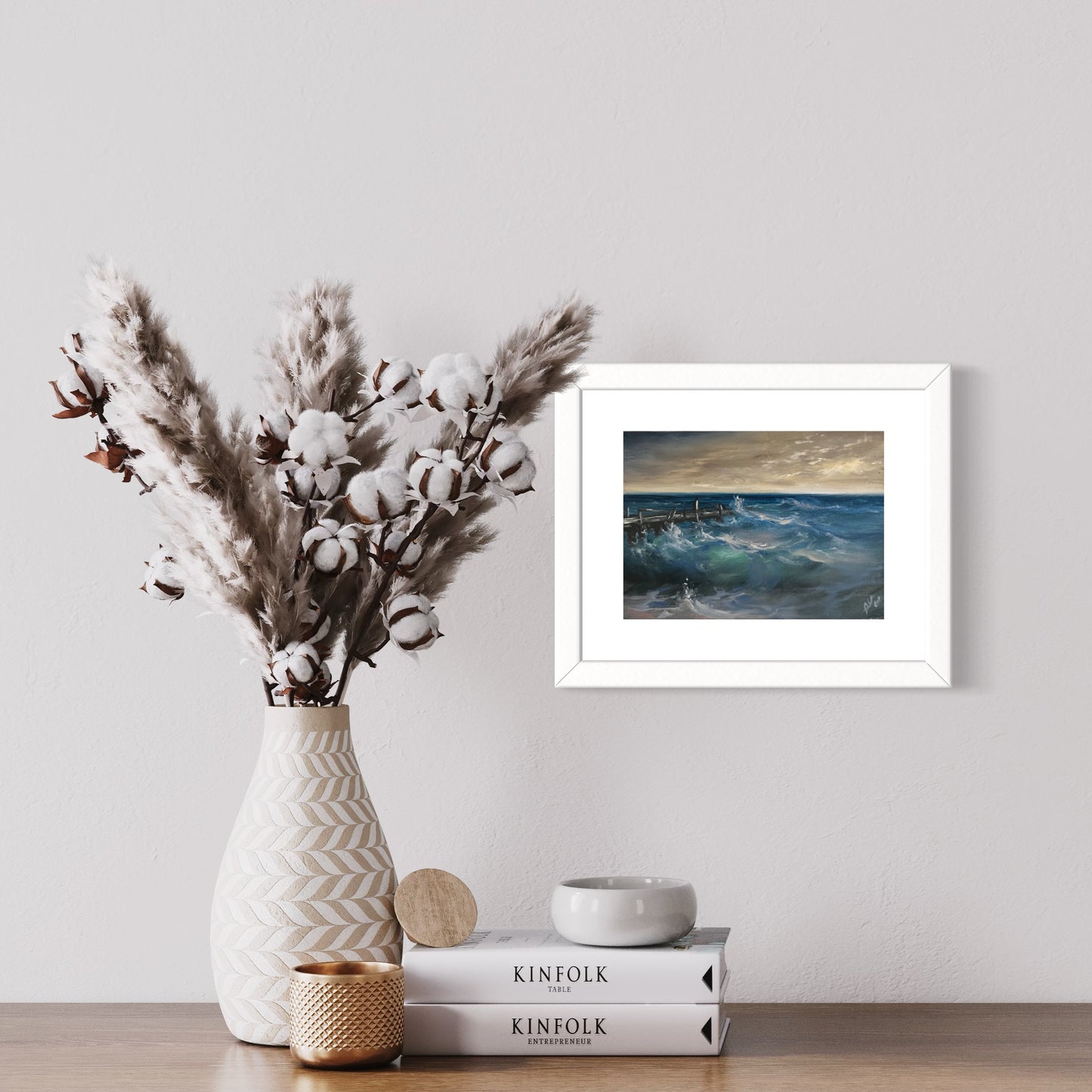 Breaking Dusk I, 13x18 cm, original seascape oil painting