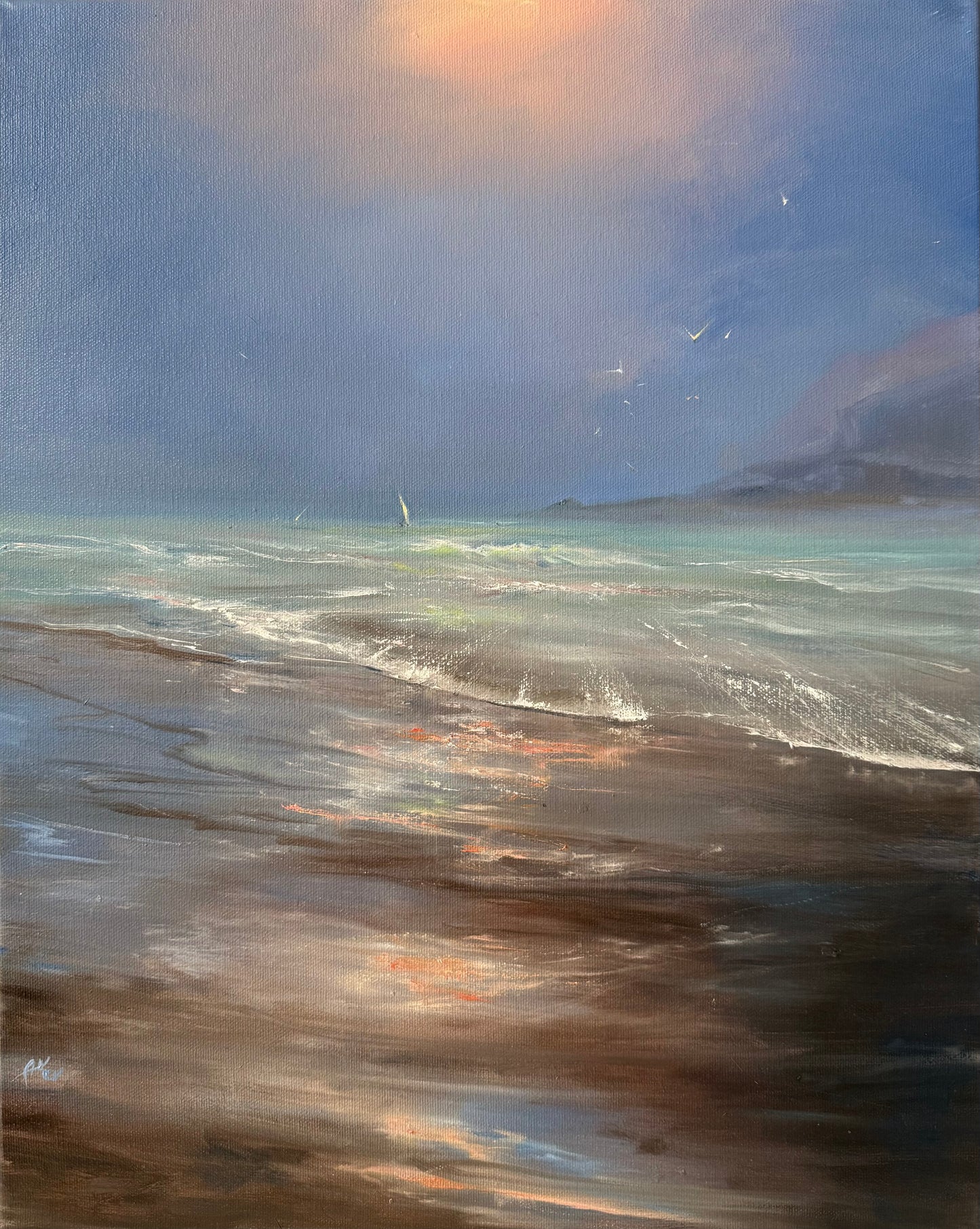 Anticipation of a storm, 41x51 cm , original oil painting, seascape