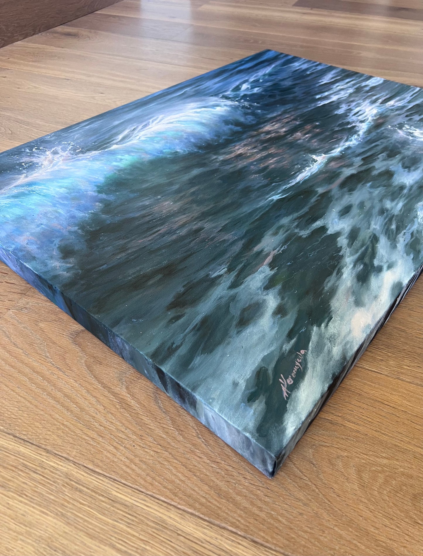 angle of the painting showing painted sides