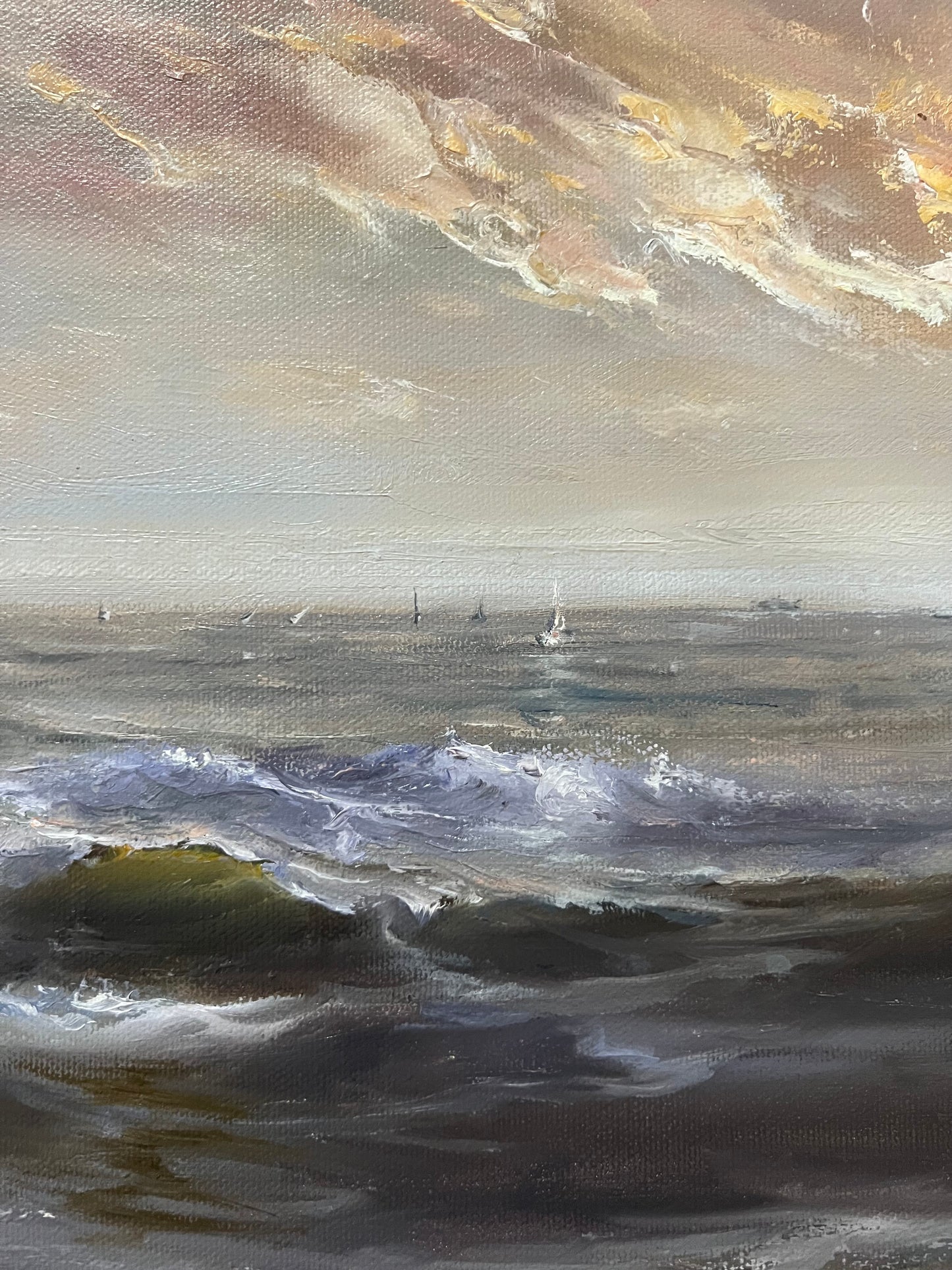 Blurry Skies , original oil painting, seascape