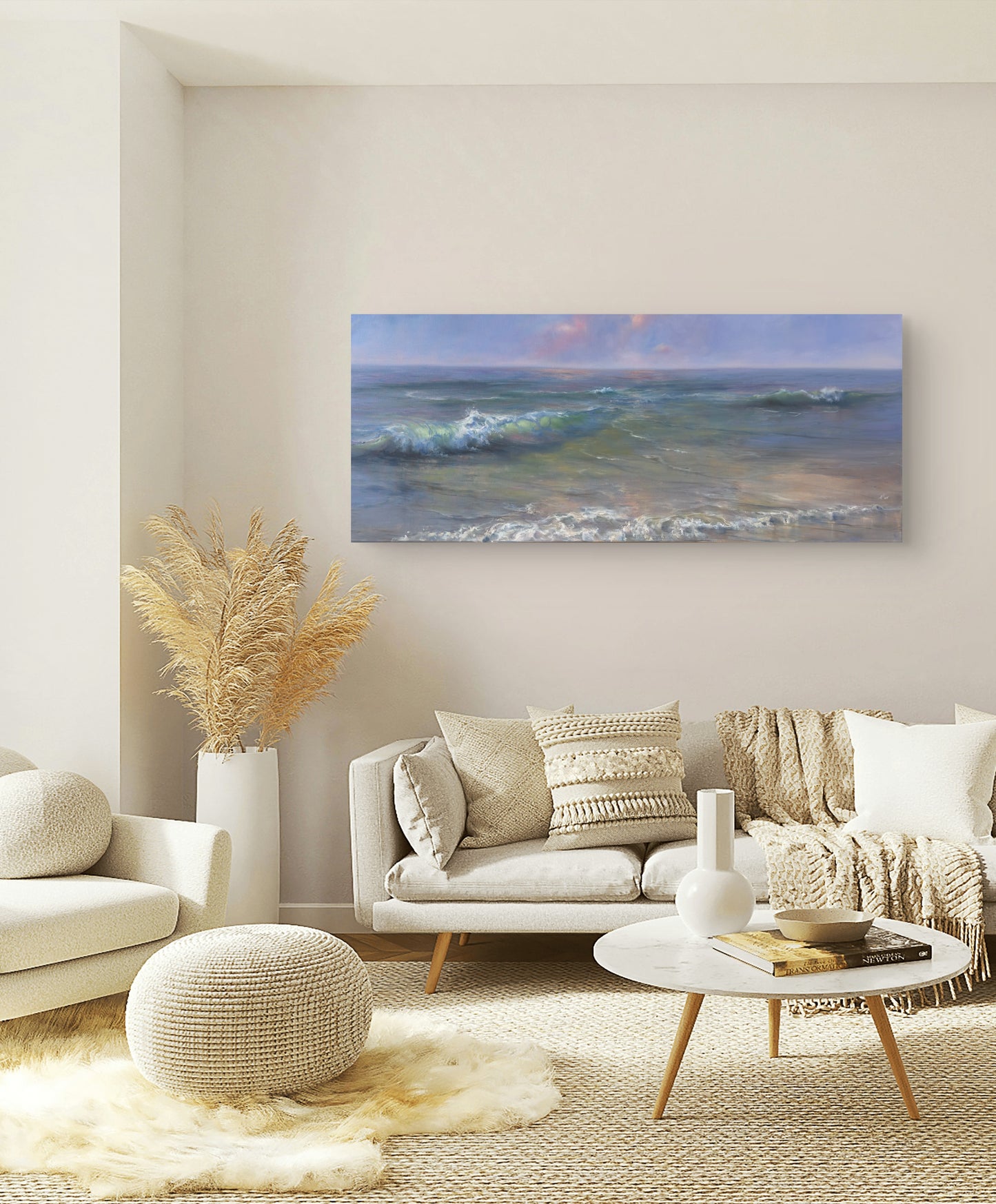 Crystal Cove, 50x120 cm, original sea oil painting