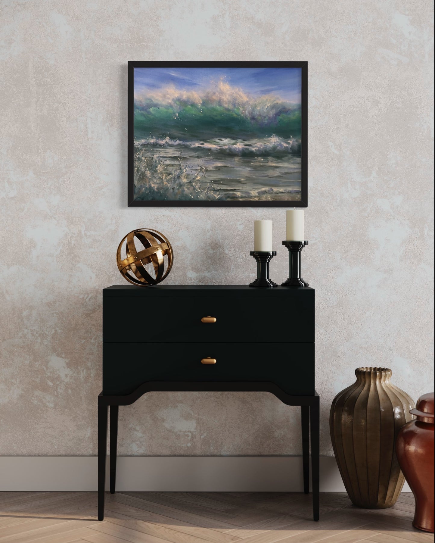 Sunny Storm, original oil painting, seascape