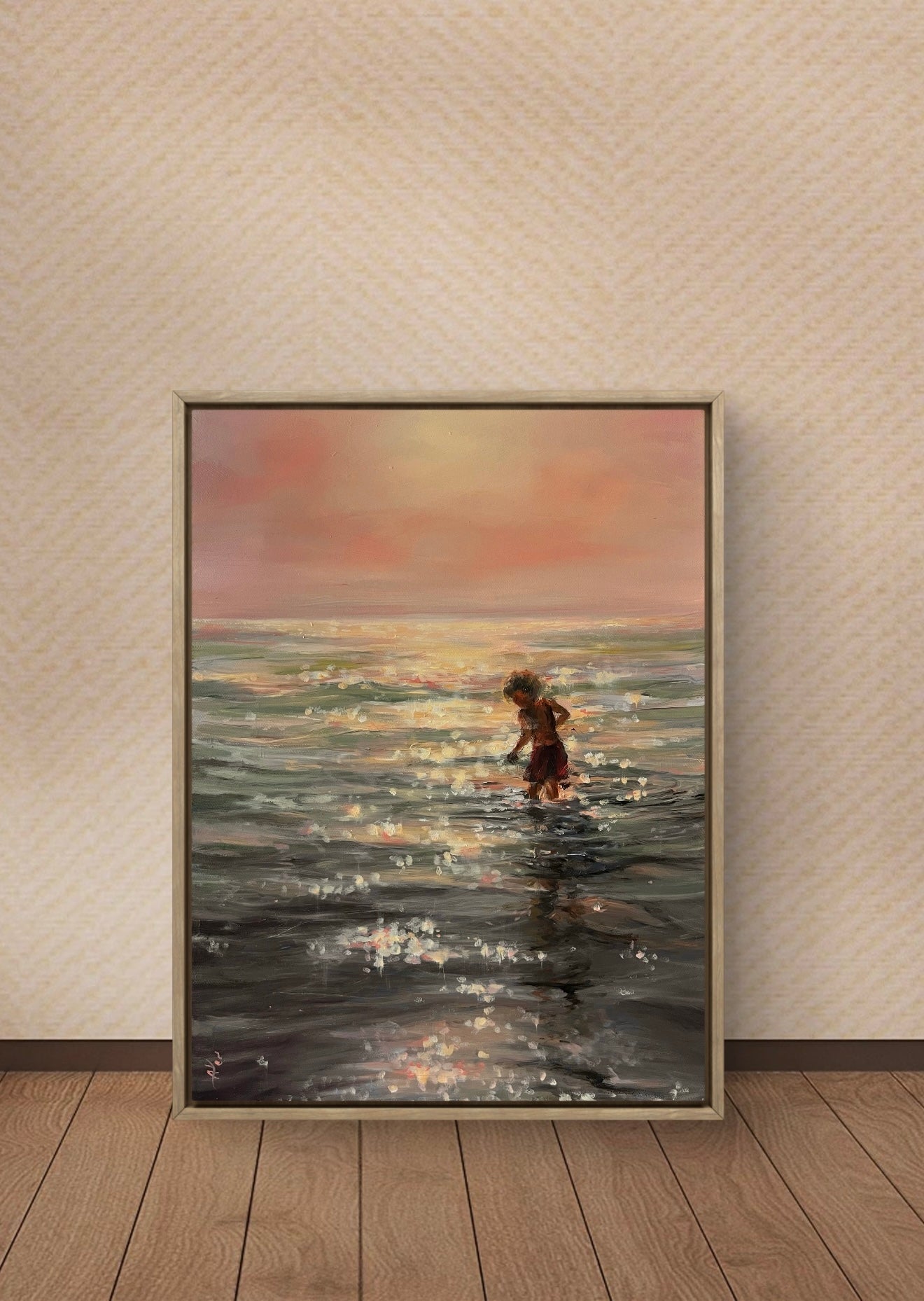 Sunlit, 40x30cm, linen, original oil painting, seascape