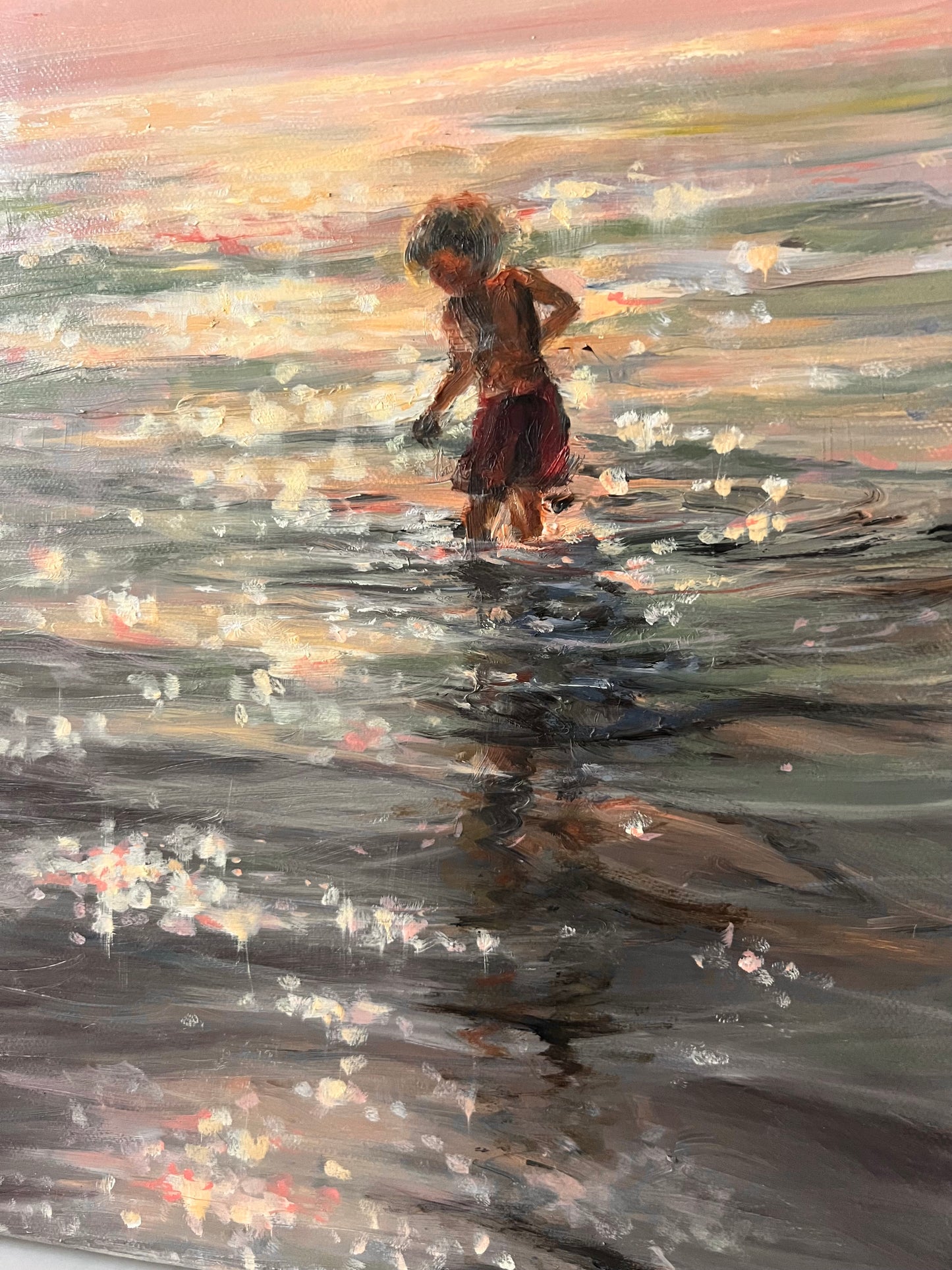 Sunlit, 40x30cm, linen, original oil painting, seascape