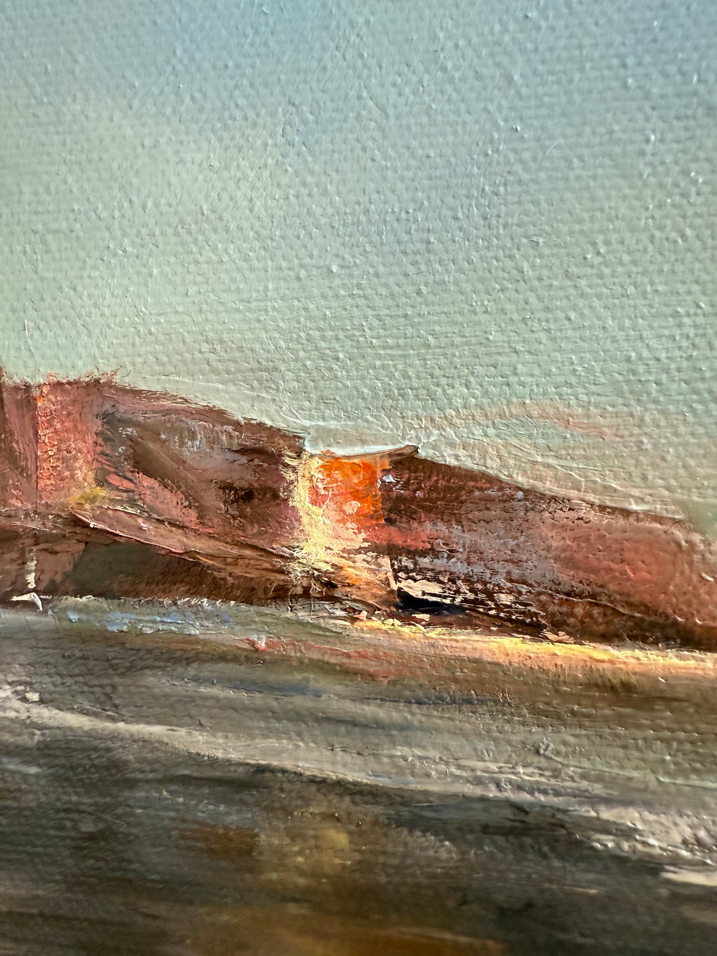 Dog walking down the beach, 51x61 cm, original oil painting
