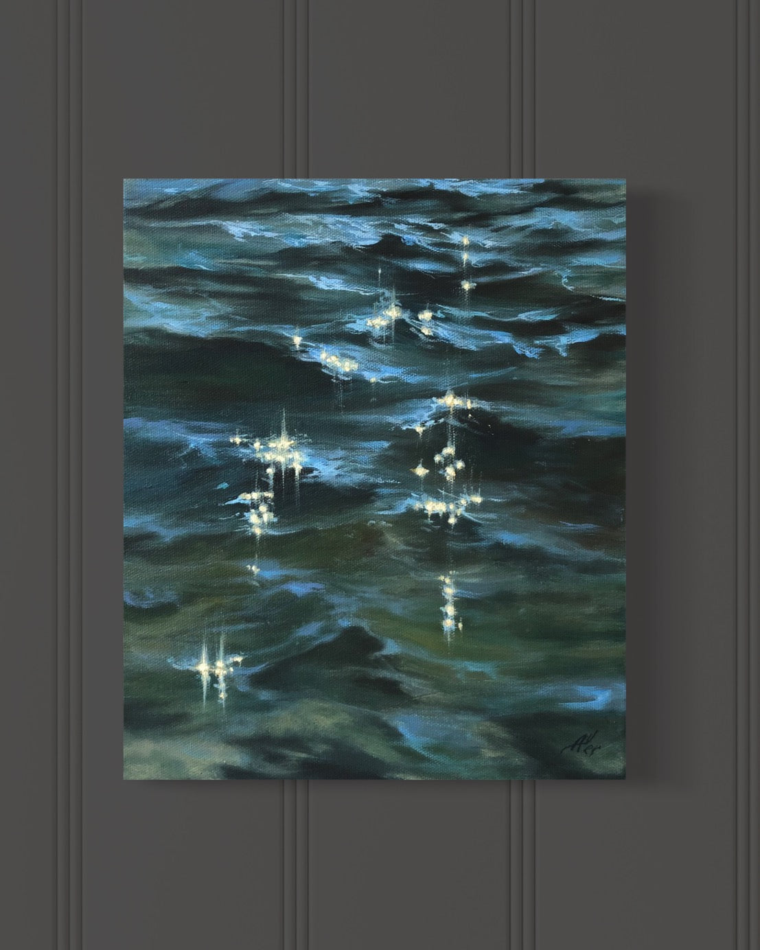 Sea Glitter, 30.5x25.5 cm, original oil painting, seascape