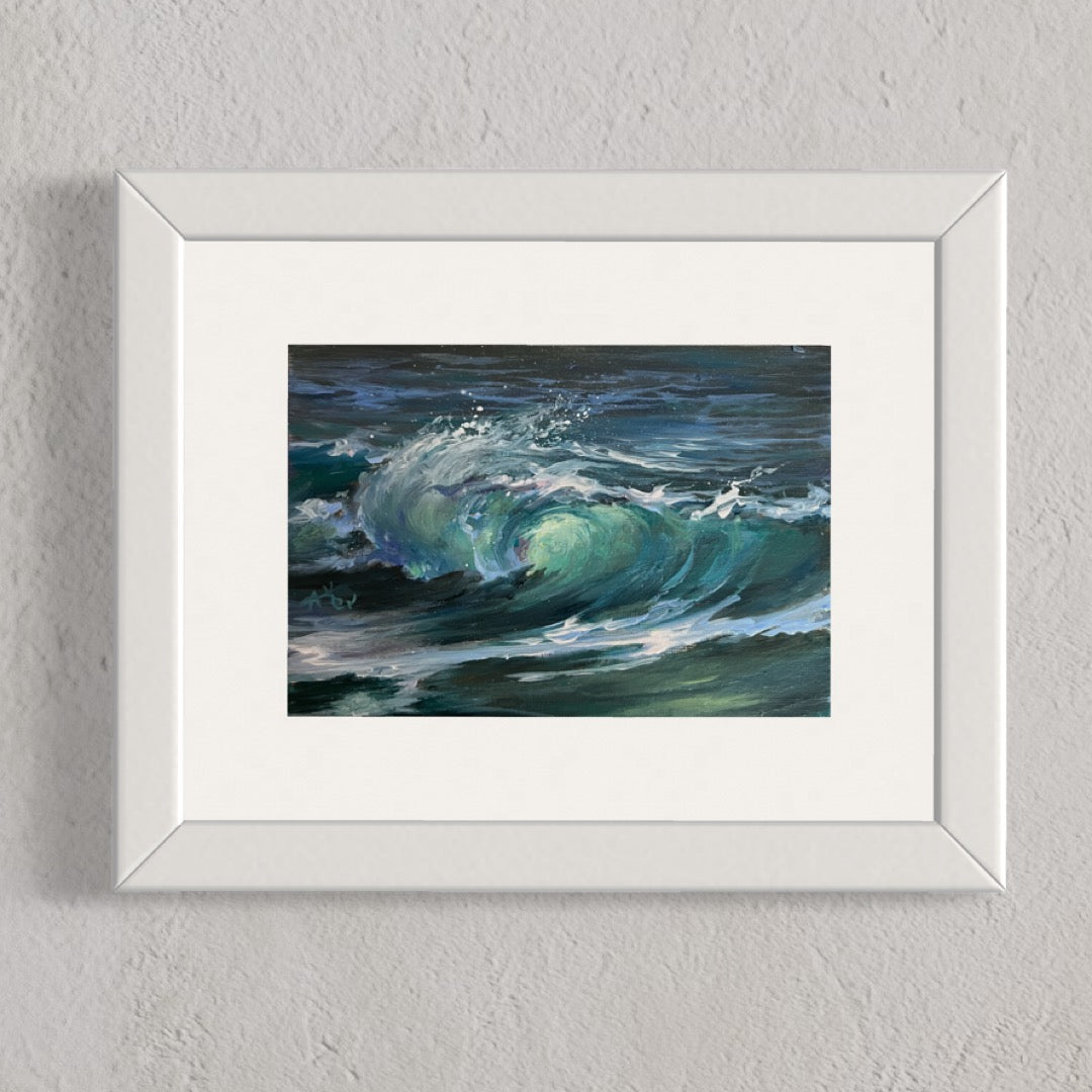 Rolling Home, 13x18 cm, original seascape oil painting