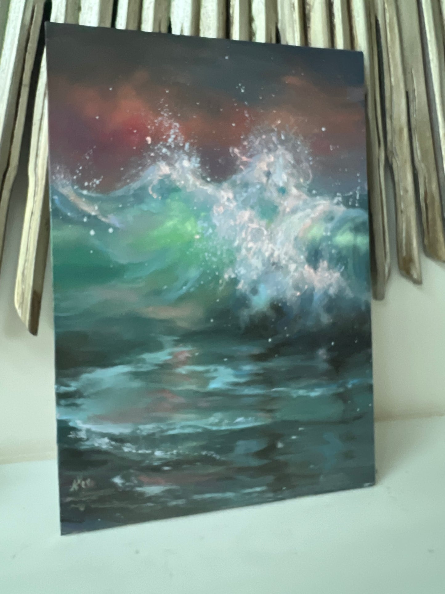 August Dawn, 30x22 cm, original seascape oil painting