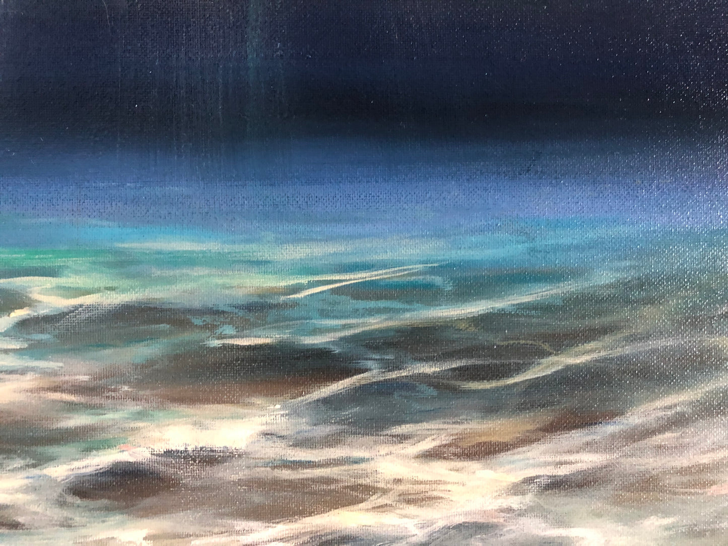 Underwater Lights, 50x60 cm, seascape original oil painting