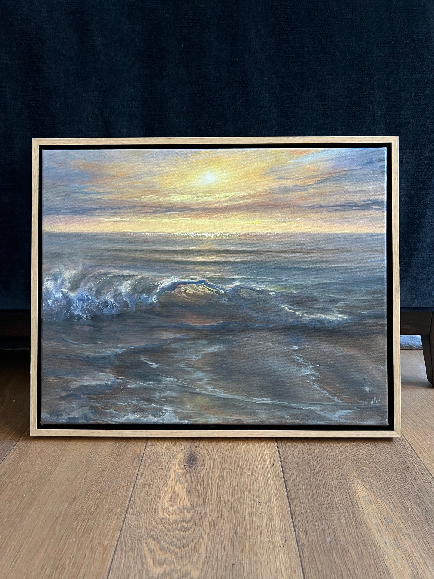 Glimmering Horizon, original oil painting, seascape