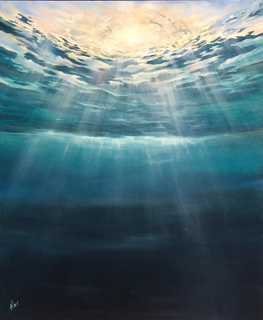 Over Under, 50x60cm, seascape, original oil painting