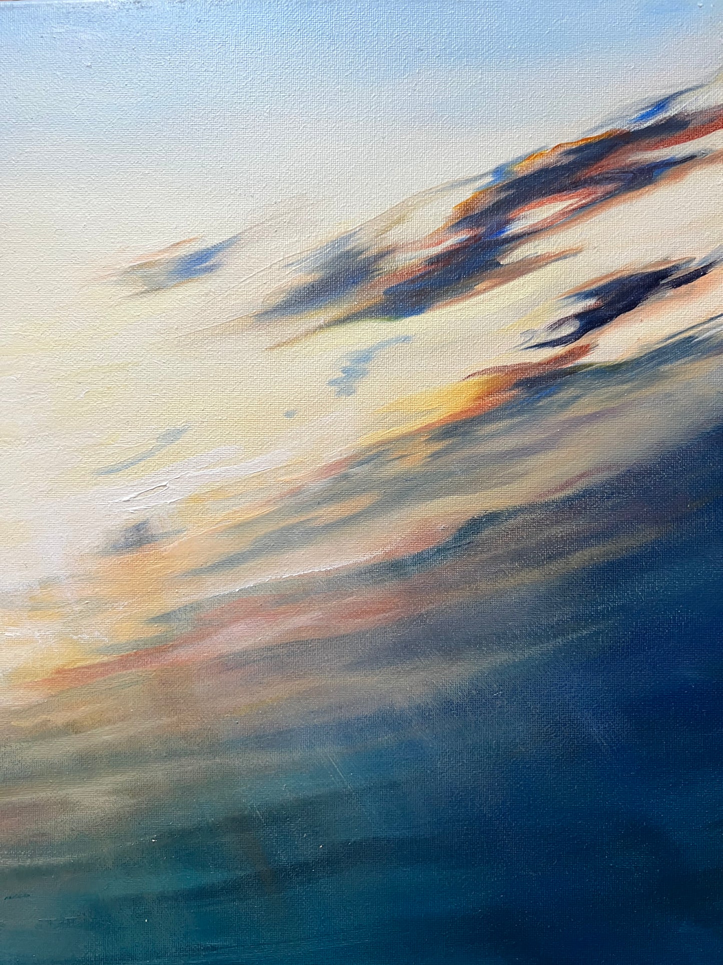Underwater Sunset, seascape, original oil painting