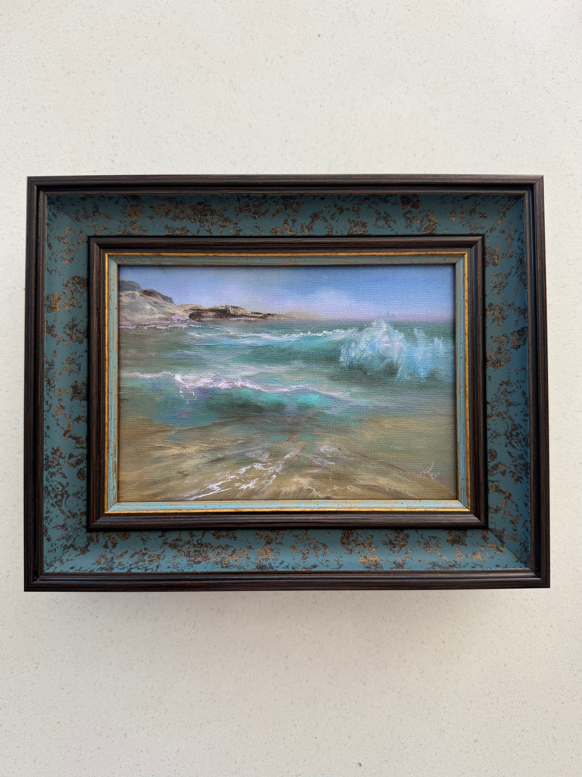 Summer Tides. Summer memories series, 13x18 cm, original seascape oil painting