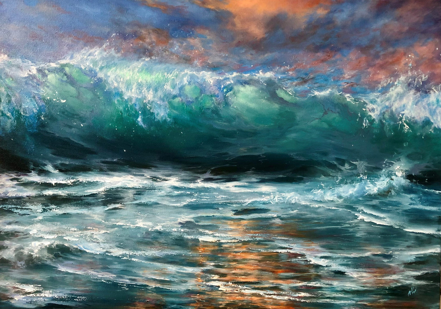 big wave original oil painting