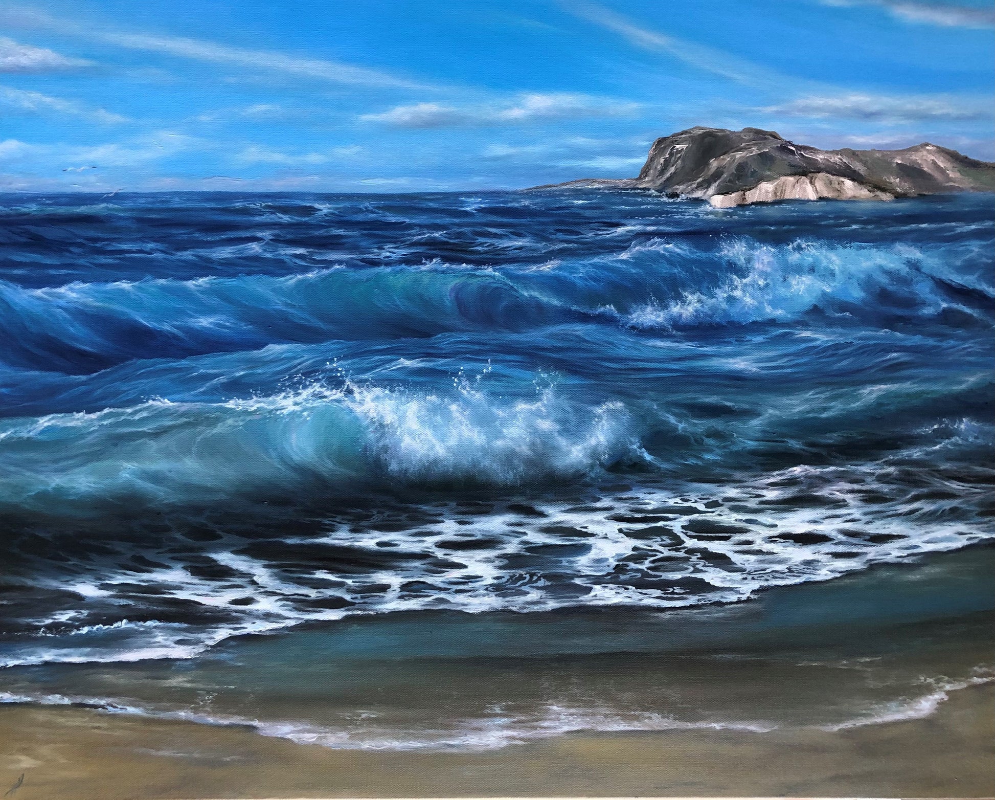 original oil painting, seascape
