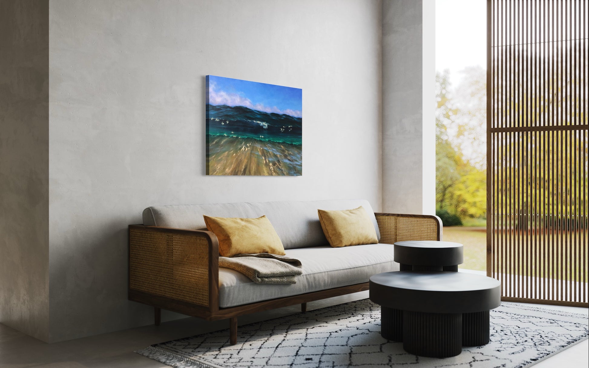 glowing waves oil painting for sale