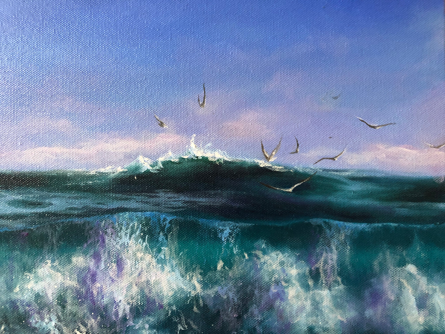 seagulls oil painting
