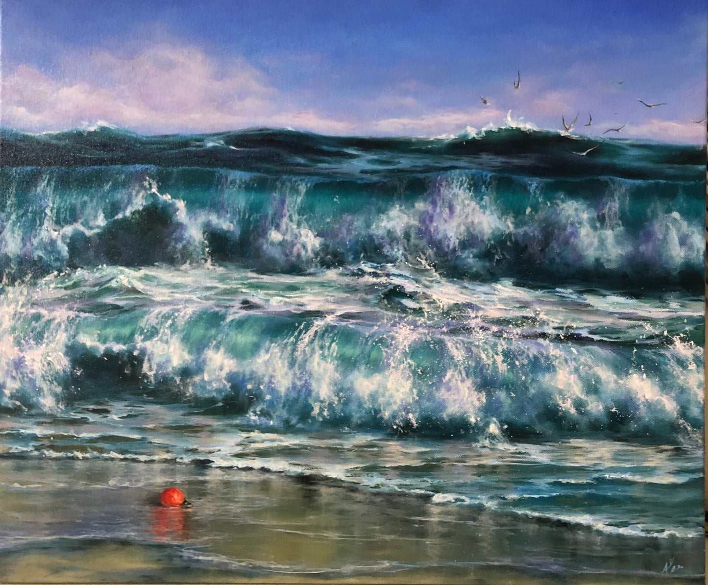 stormy sea original oil painting