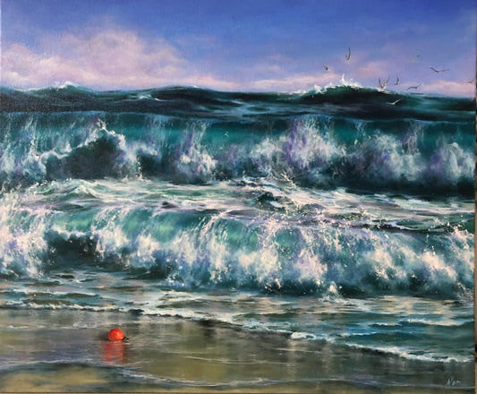 stormy sea original oil painting