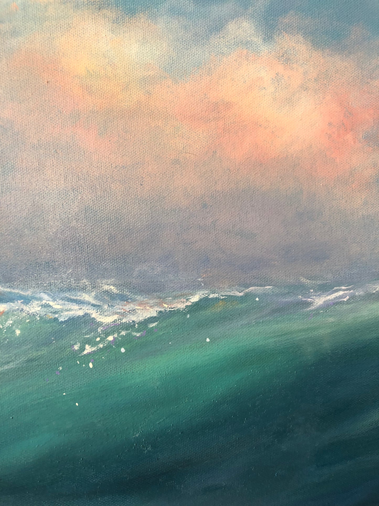 clouds over sea oil painting