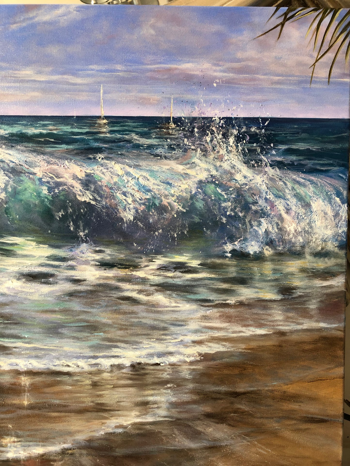 crushing waves oil painting