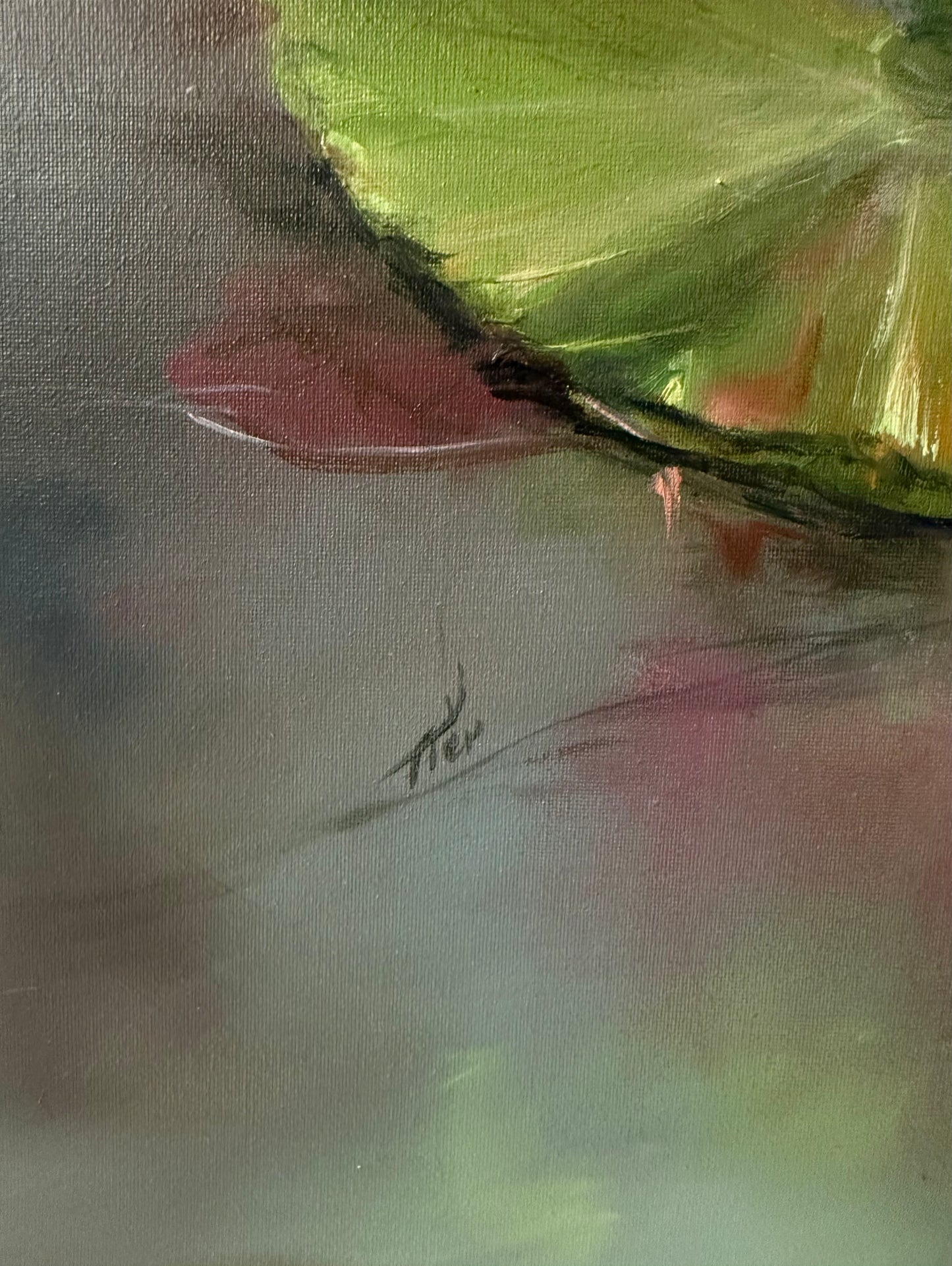 Lilies of Sunrise III, 51x61 cm, original oil on canvas landscape painting