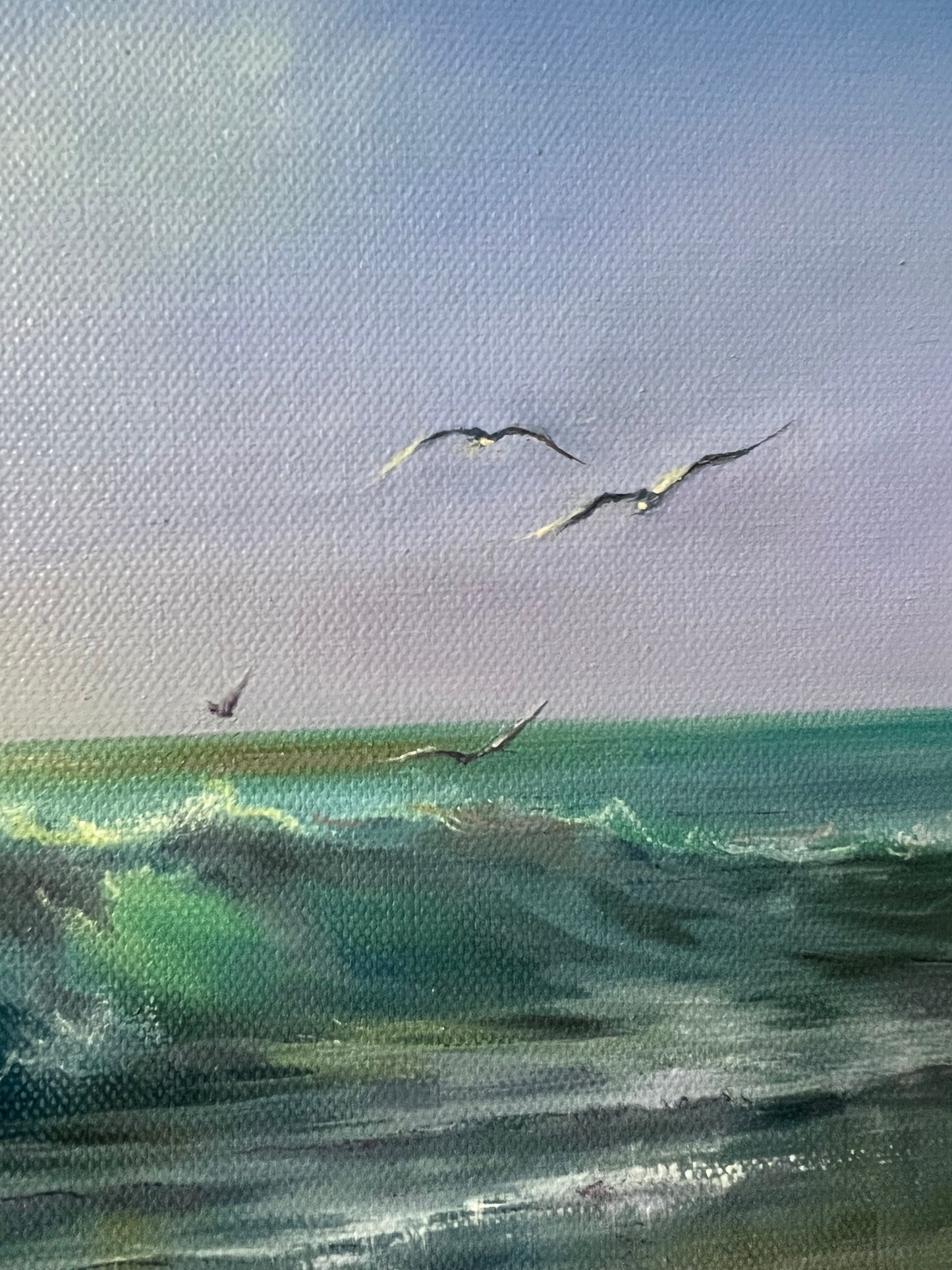 Chasing Sunrise, original oil painting, seascape