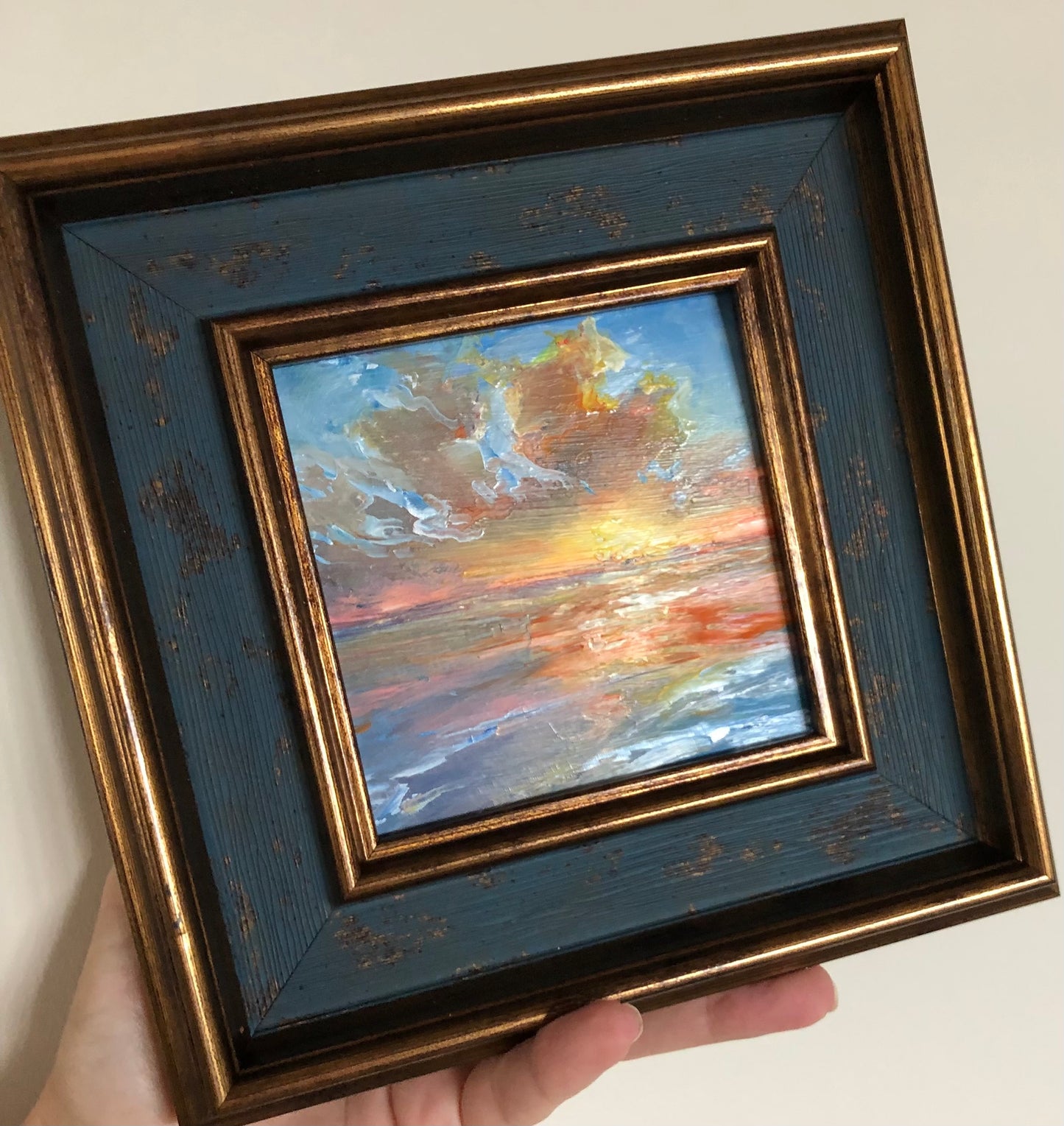 Emerging, original seascape oil painting