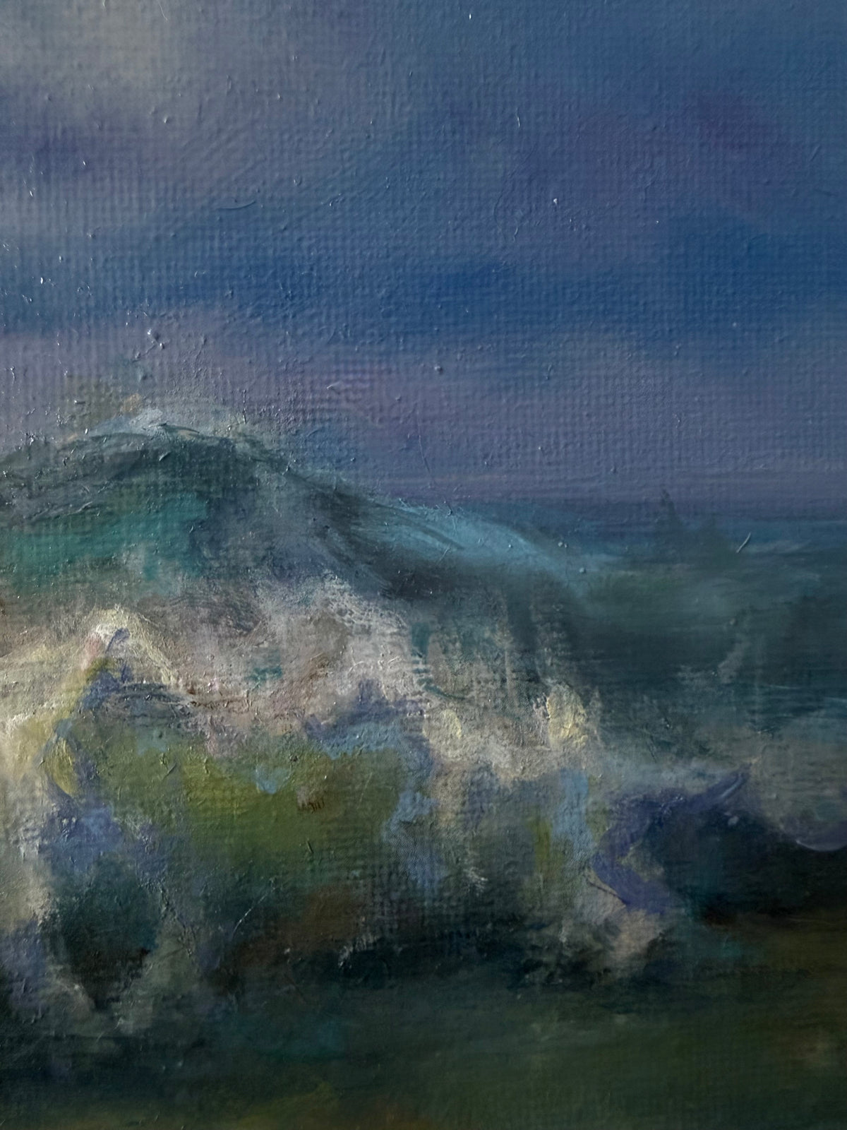 August storm. Summer memories series, 20x25.5 cm, original seascape oil painting