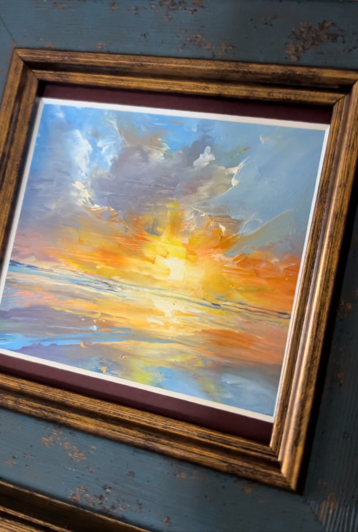 Emerging, original seascape oil painting