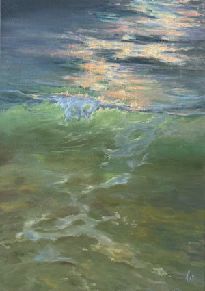 First Light, 25x35cm, original oil on canvas, seascape