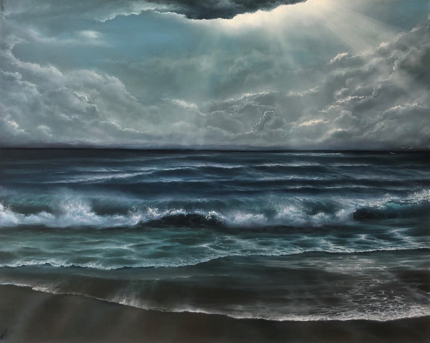 After storm, original oil painting