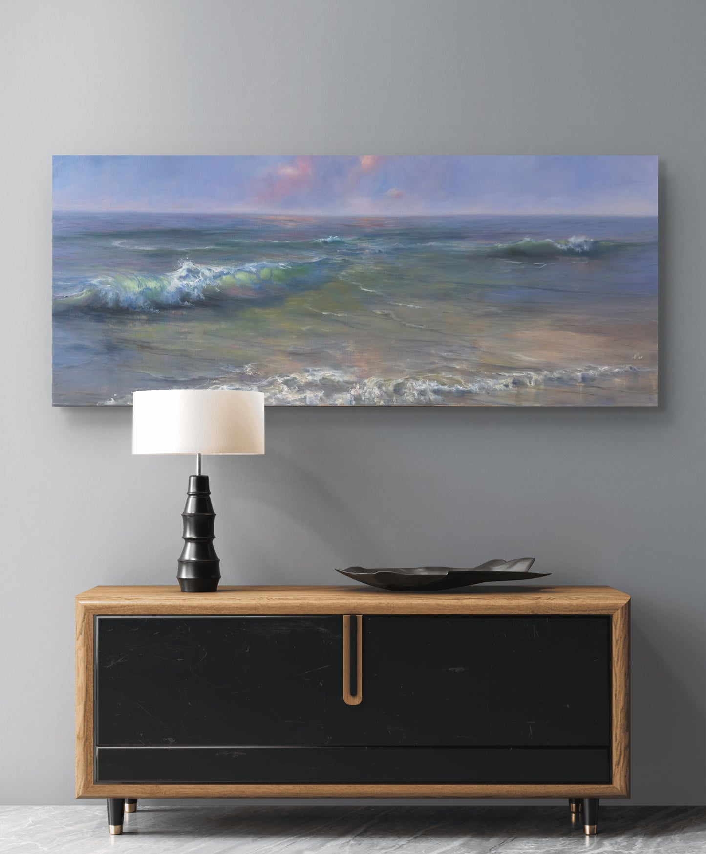 Crystal Cove, 50x120 cm, original sea oil painting