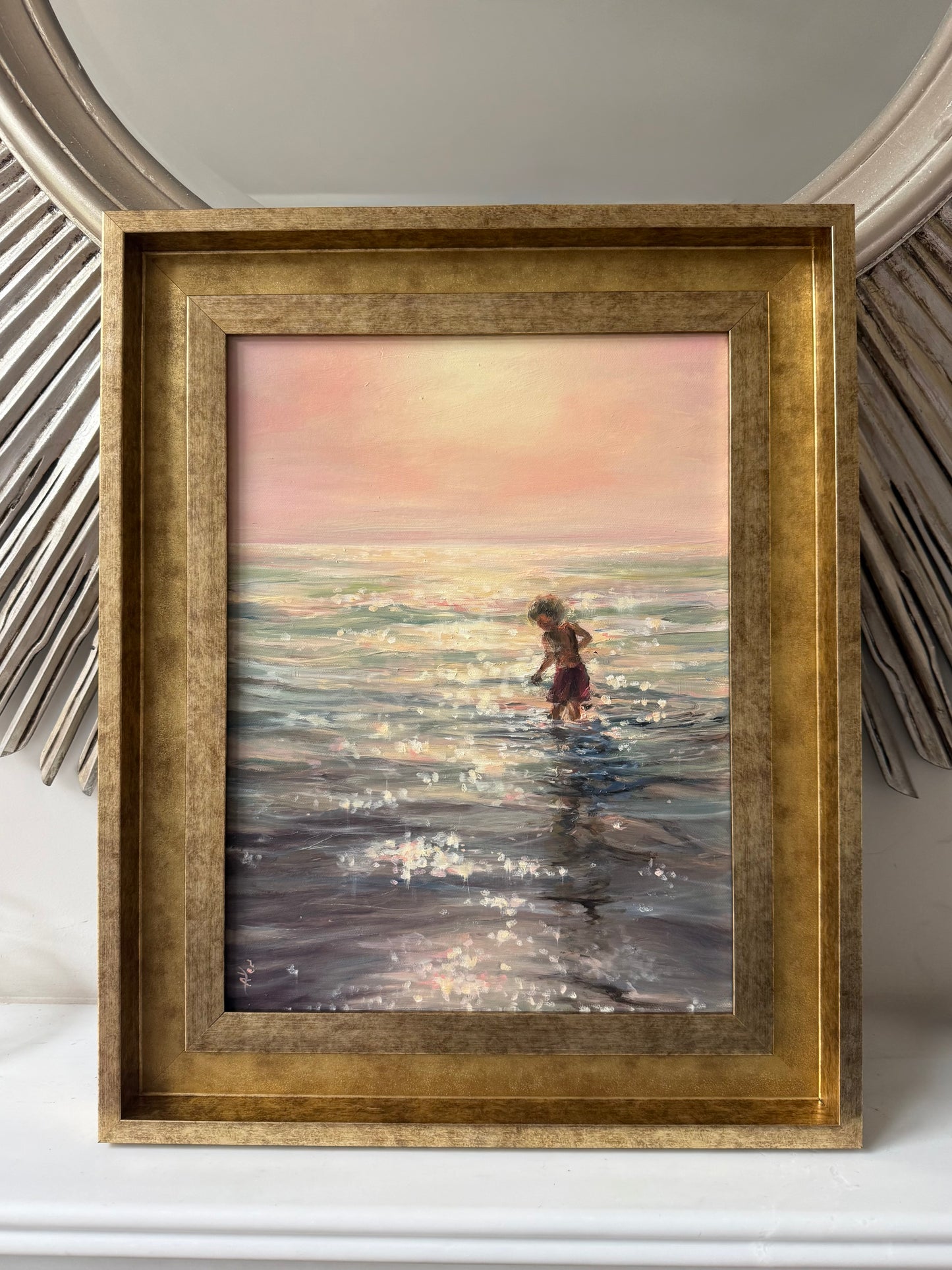 Sunlit, 40x30cm, linen, original oil painting, seascape
