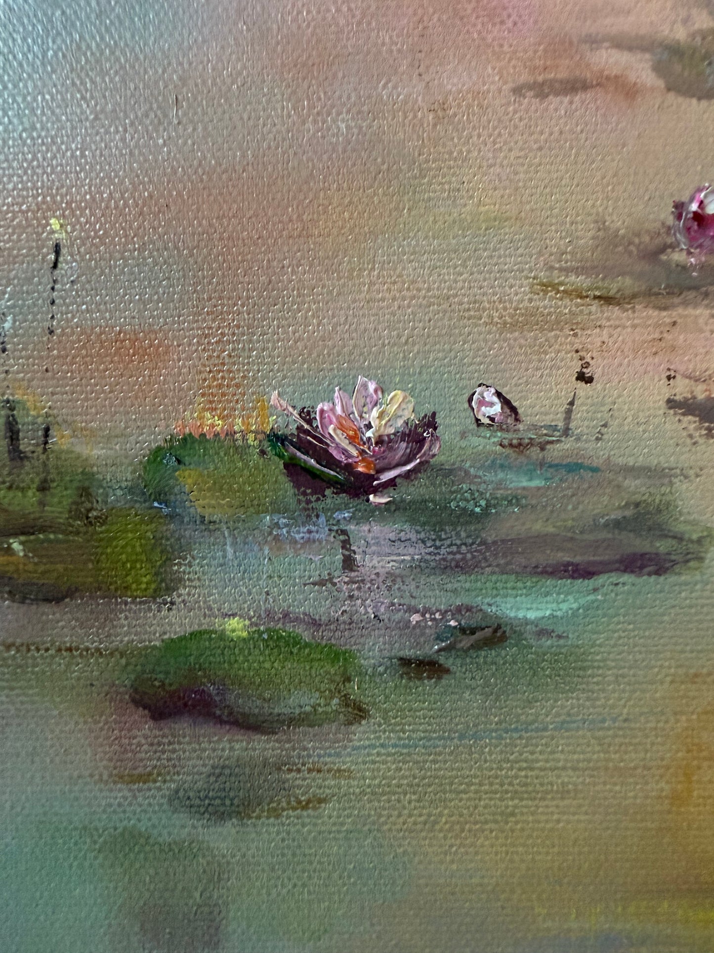 Lilies of Sunrise II, 51x61 cm, original oil on canvas landscape painting