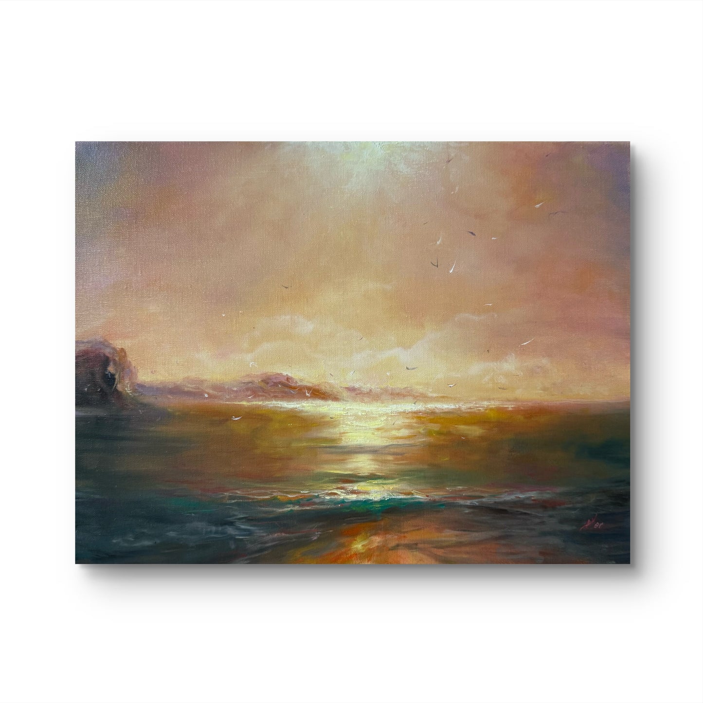 Cascading Light, 30x40 cm, original oil on linen seascape