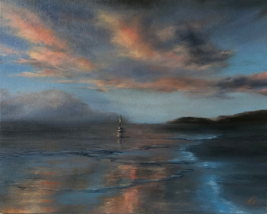 Hazy Bay, original oil painting, seascape