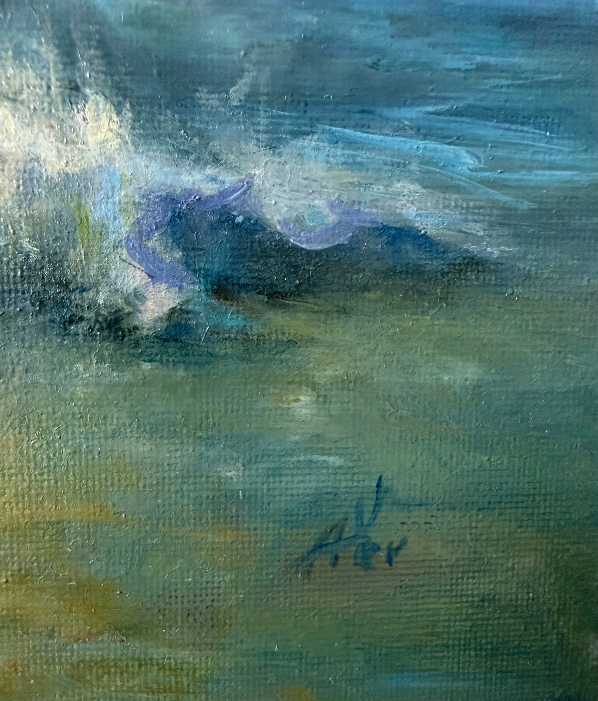 August storm. Summer memories series, 20x25.5 cm, original seascape oil painting